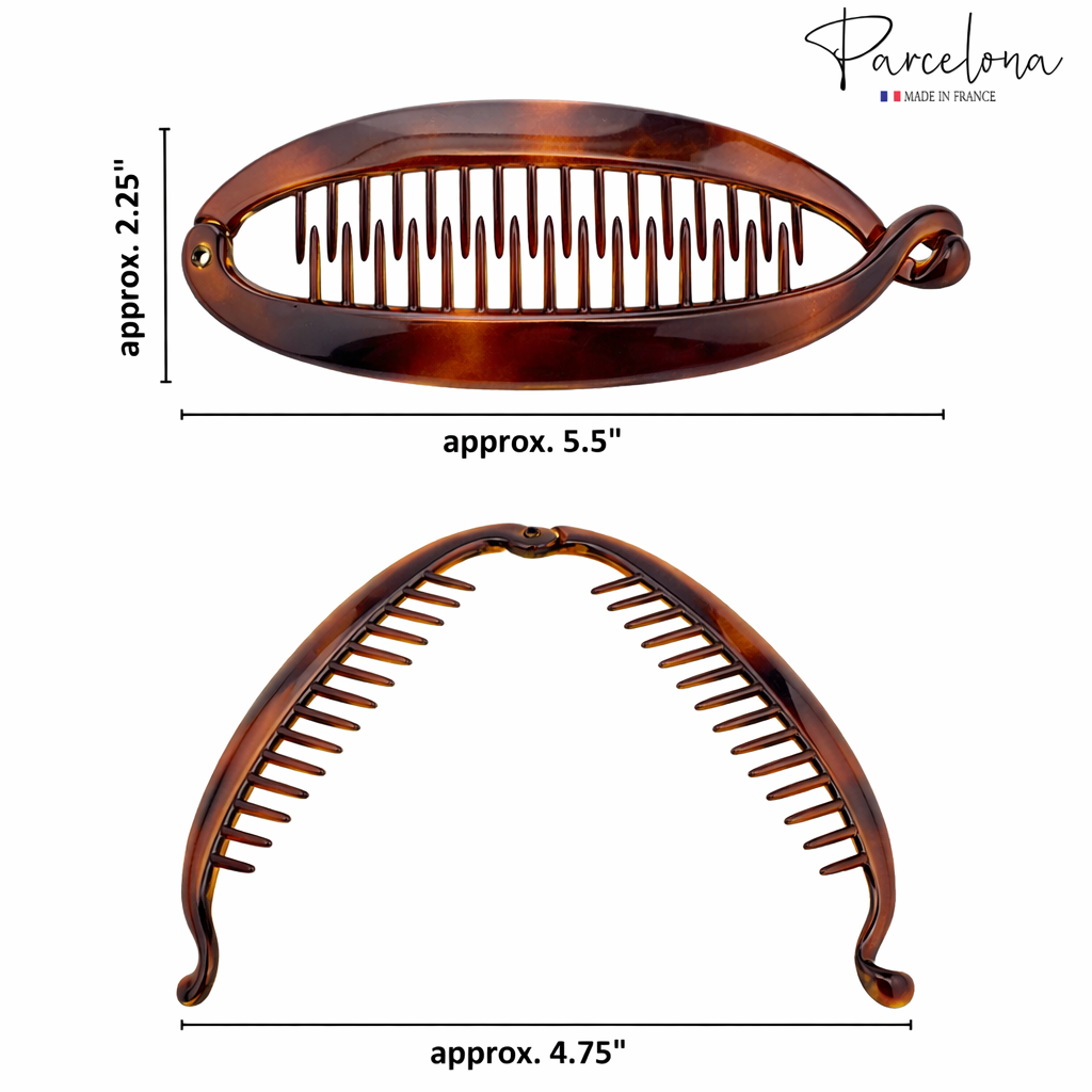 Parcelona French Large 5.5" Cellulose Ponytail Holder Banana Hair Clip for Women