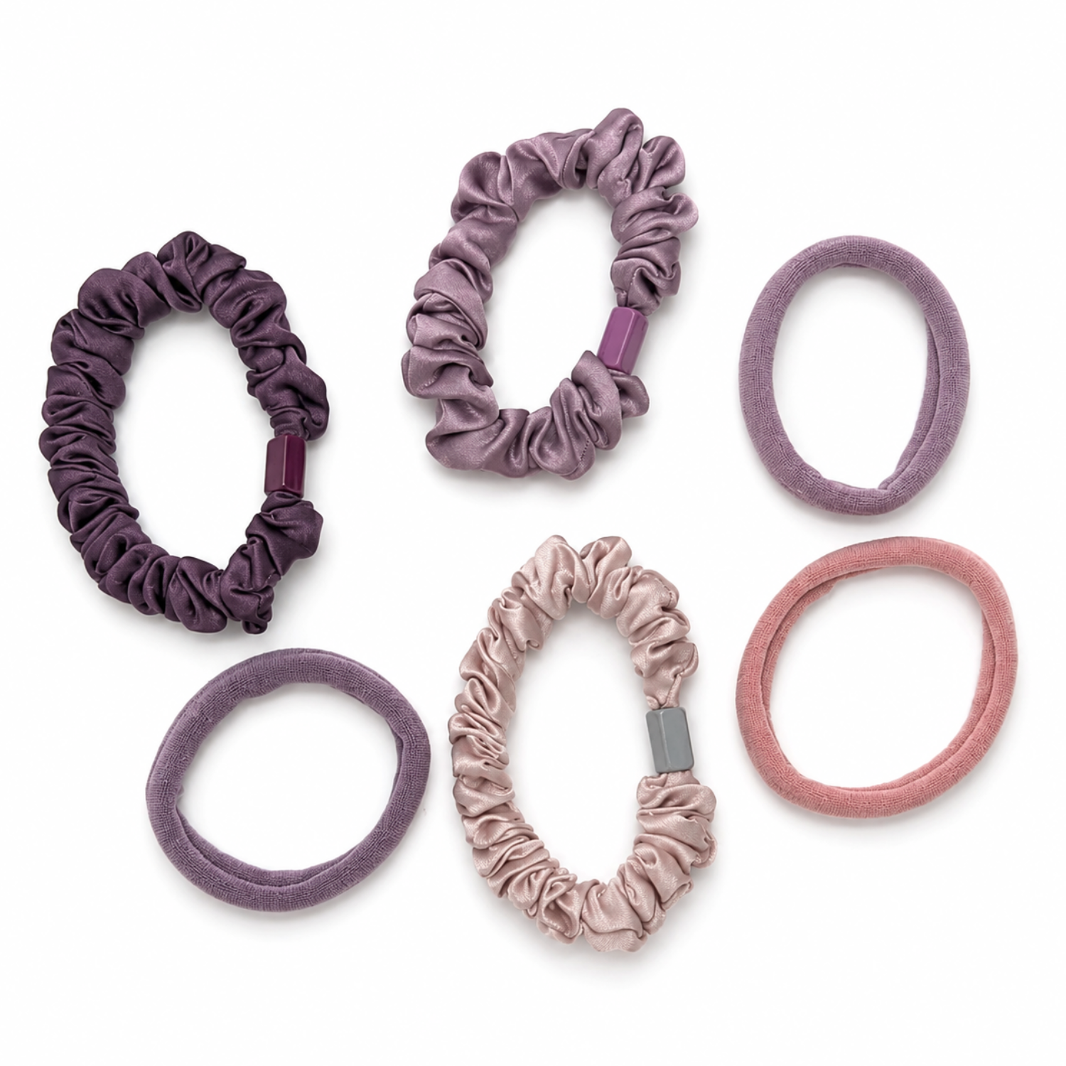 Moeni Oella Satin Scrunchies and Elastic Hair Ties Set 6 Pc Medium 3 Inch