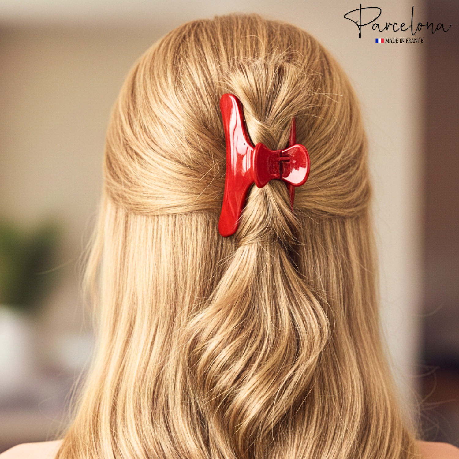 Parcelona French Salon Style Flat Small Cellulose Acetate Jaw Hair Claw Clips 2 Pcs