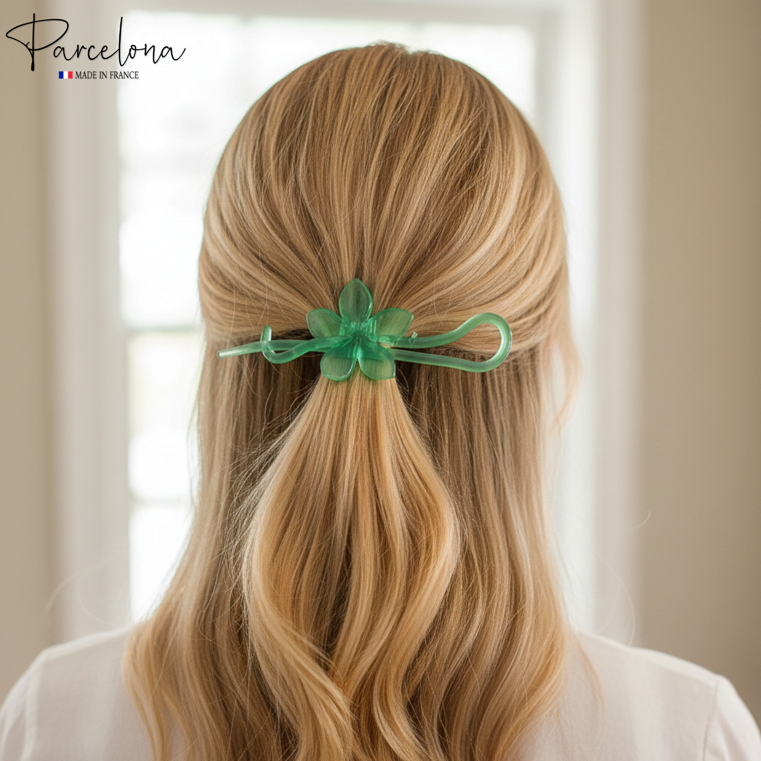 Parcelona French Large Twist N Clip Metal Free Flower Hair Clip Accessories