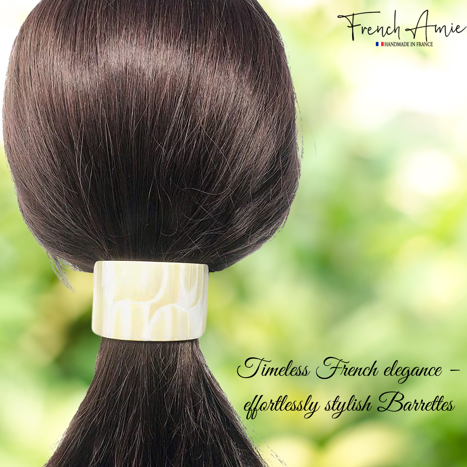French Amie Half Circle 2 1/4" Medium Ivory Curved Handmade Cellulose Hair Clip