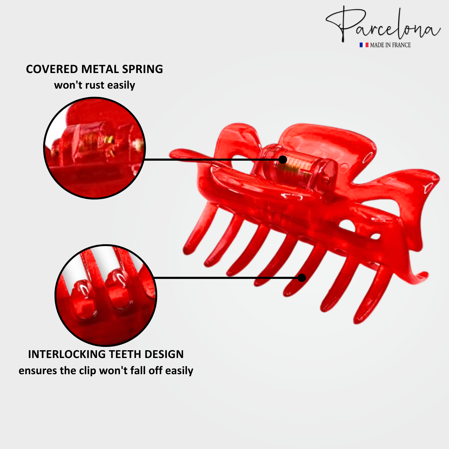Parcelona French Classic Small 2.5" Celluloid Set of 2 Jaw Hair Claws for Women