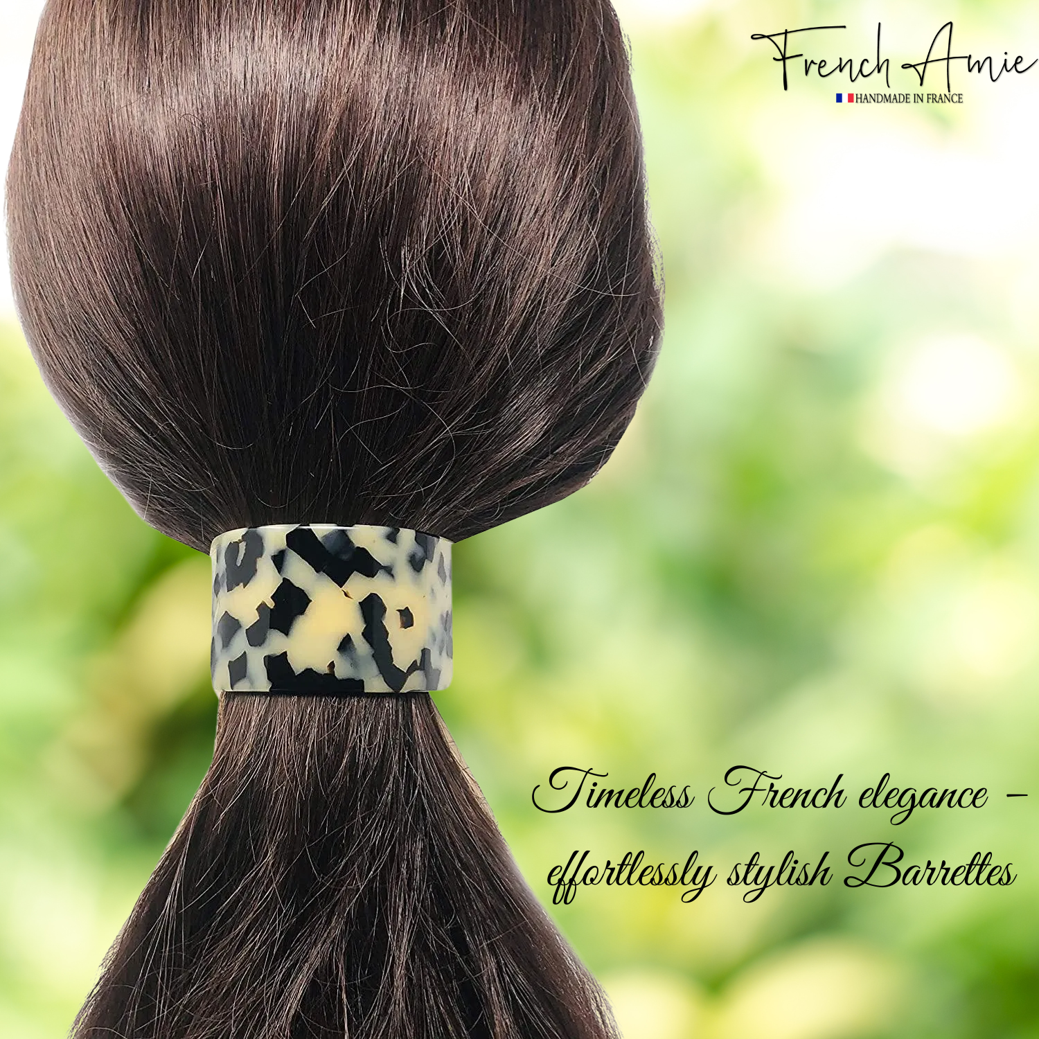 French Amie Half Circle 2 1/4" Medium White Tokyo Curved Handmade Hair Clip
