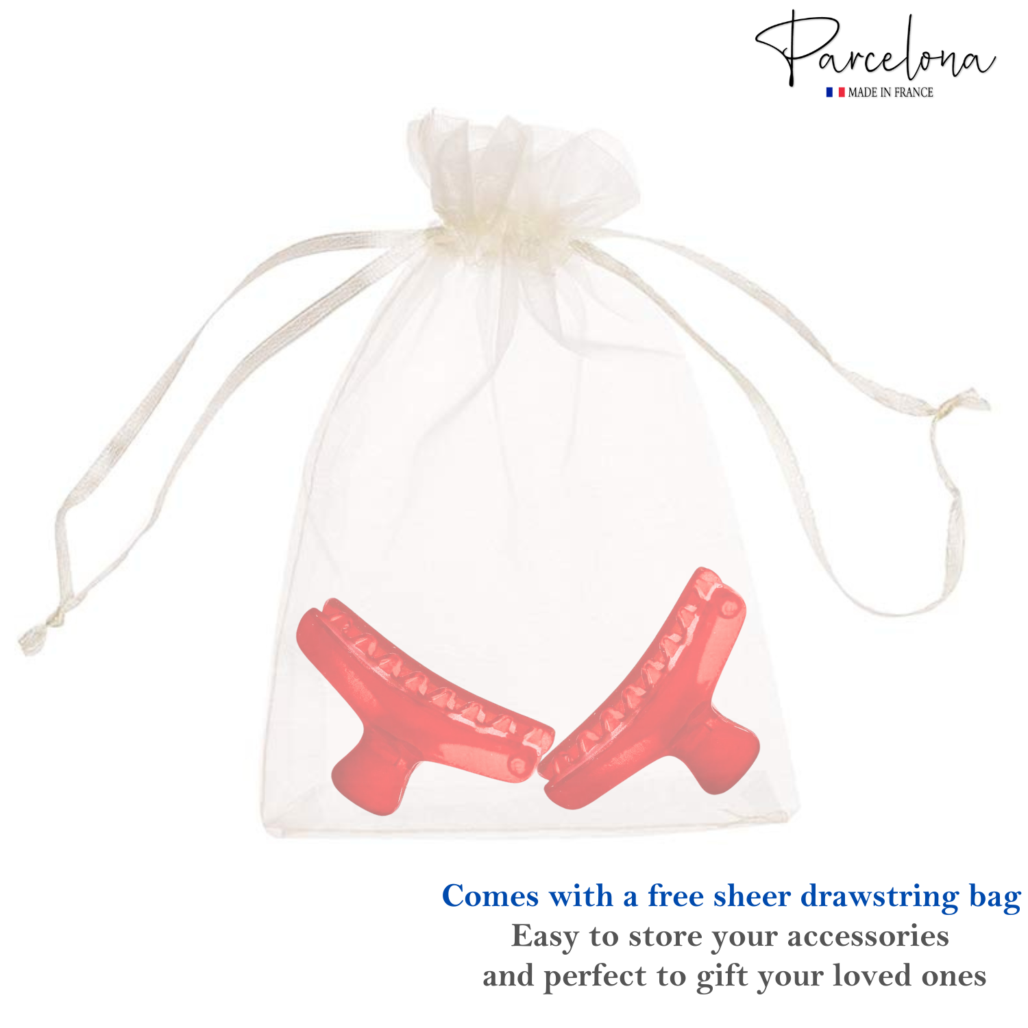Parcelona French Salon Style Flat Small Cellulose Acetate Jaw Hair Claw Clips 2 Pcs