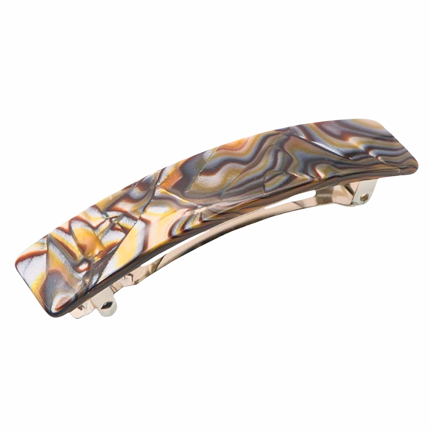 French Amie Oblong 3 1/2" Cellulose Handmade Automatic Hair Barrette for Women