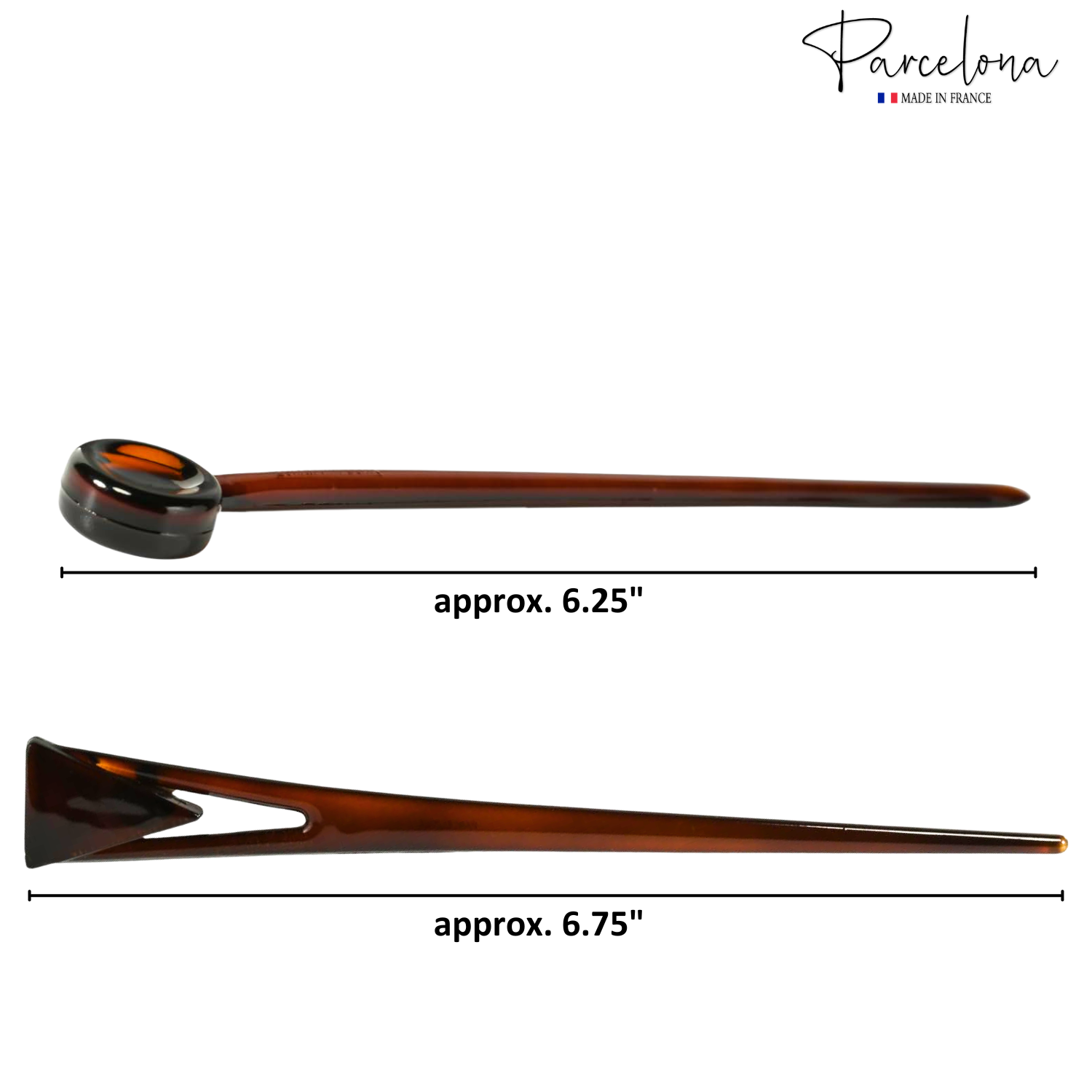Parcelona French Baton Hair Sticks, Tortoise Shell Chignon Pin for Buns (Set of 2)