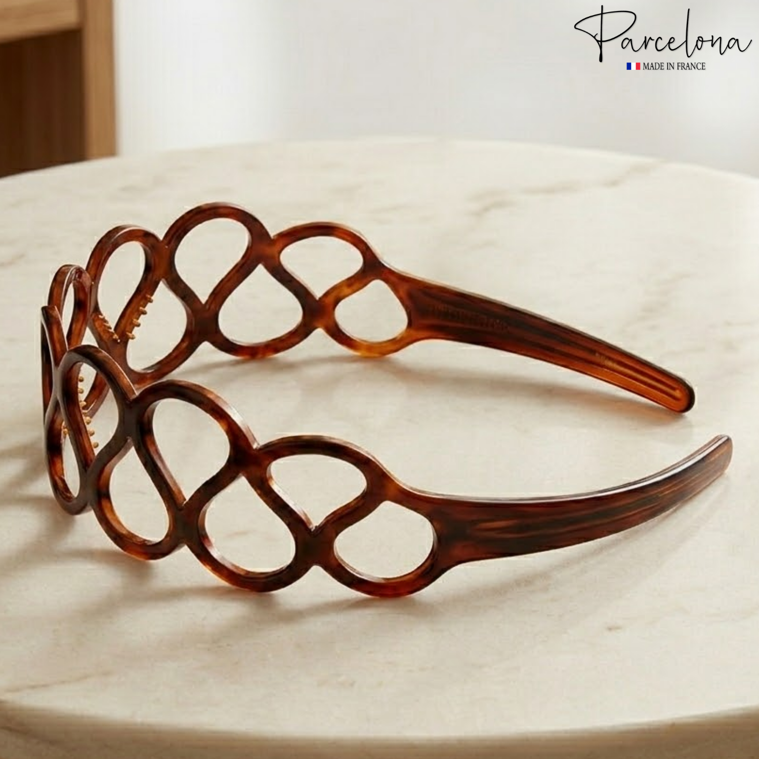 Parcelona French Twisted Loops Shell 1 1/2” Wide Flexible Hair Headband