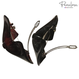 Parcelona French Cute Bow Small Celluloid Black N Brown Hair Clip Barrette