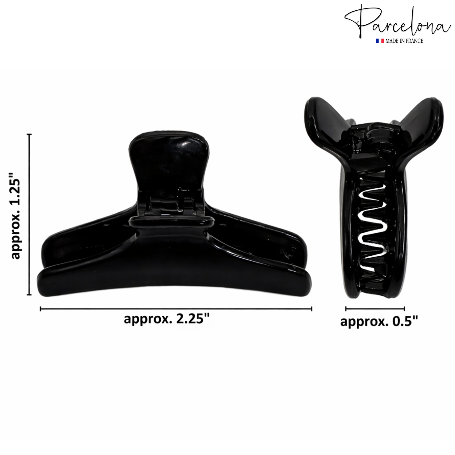 Parcelona French Salon Style Flat Small Cellulose Acetate Jaw Hair Claw Clips 2 Pcs