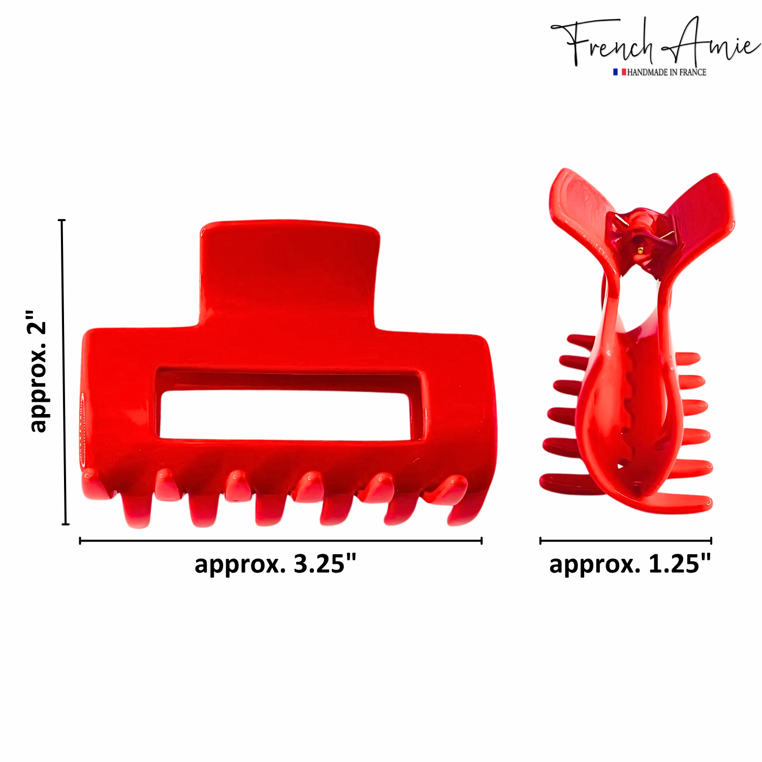 French Amie Geo Medium 3 1/4" Cellulose Acetate Handmade Jaw Hair Claw Clip Women