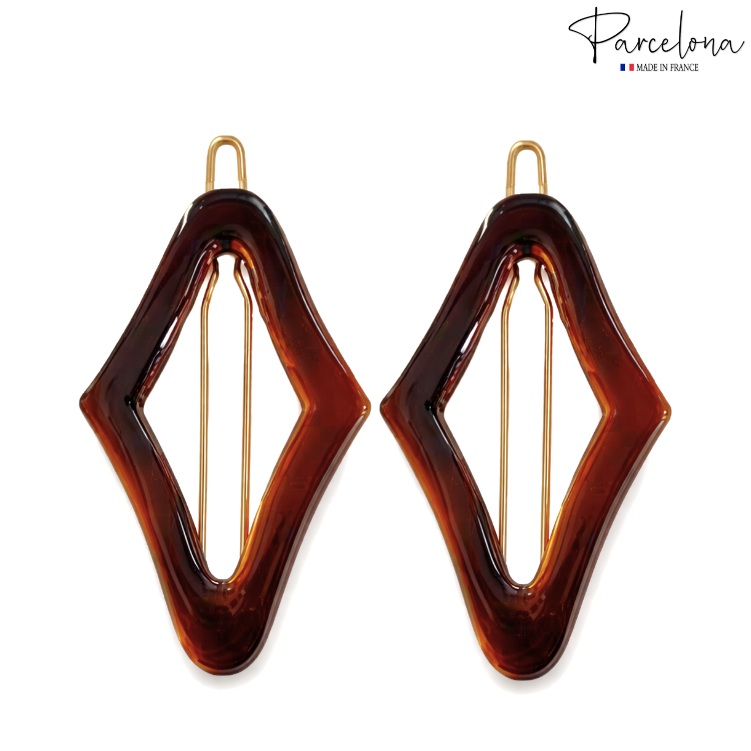 Parcelona Rhombus 2" Small Tortoise Shell Hair Clip Tige Boule Barrette Womens