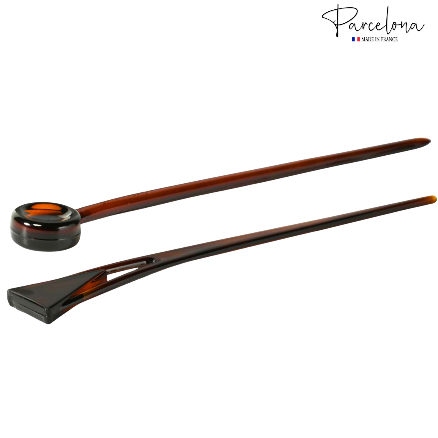 Parcelona French Baton Hair Sticks, Tortoise Shell Chignon Pin for Buns (Set of 2)