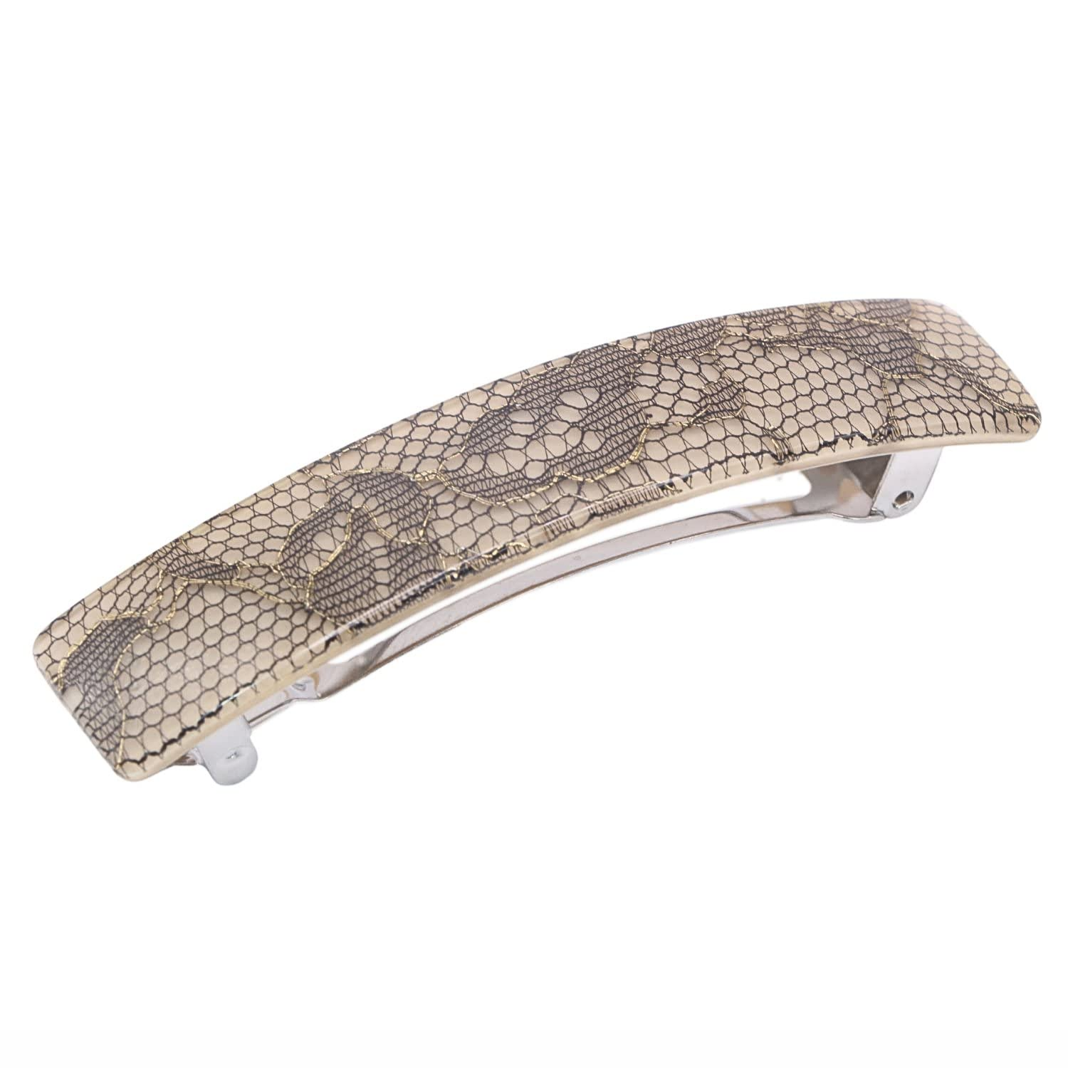 French Amie Oblong 3 1/2" Cellulose Handmade Automatic Hair Barrette for Women