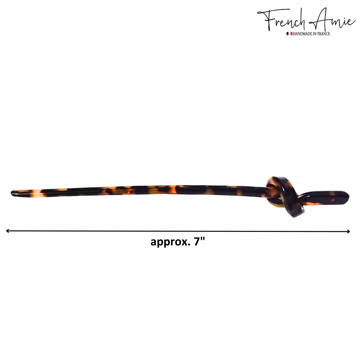 French Amie Knot Handmade 7" Tokyo Cellulose Acetate Chignon Bun Hair Pin Stick