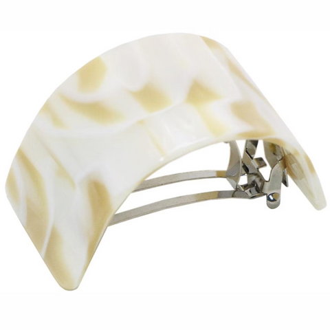 French Amie Half Circle 2 1/4" Medium Ivory Curved Handmade Celluloid Hair Clip