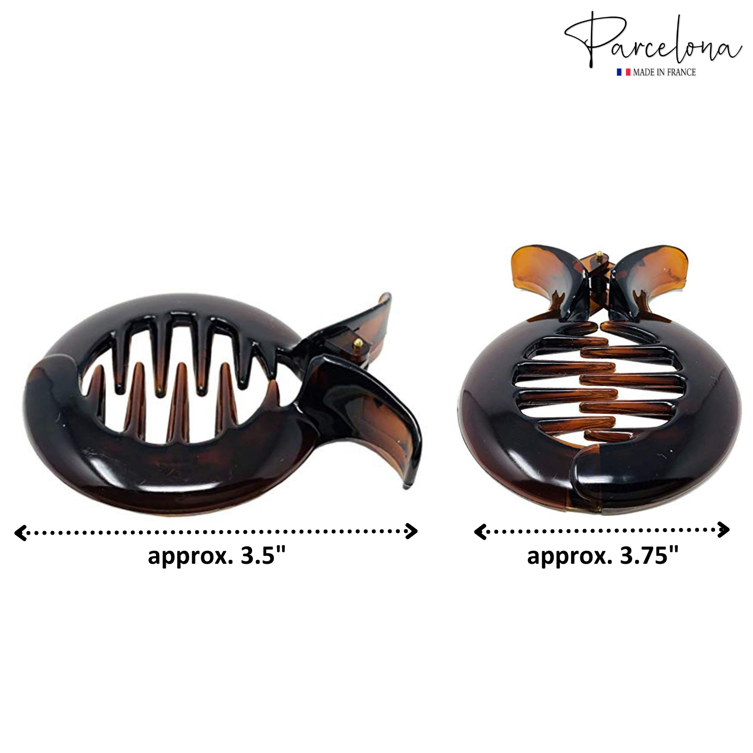 Parcelona French Round Tang Fish Inner Teeth Cellulose Hair Claws for Women