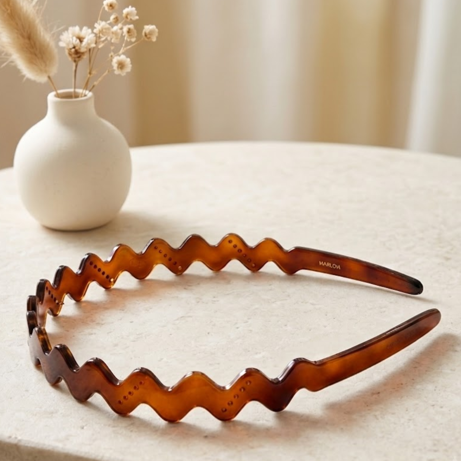 Parcelona French Wave Thin Tortoise Shell Cellulose Acetate Headband for Women