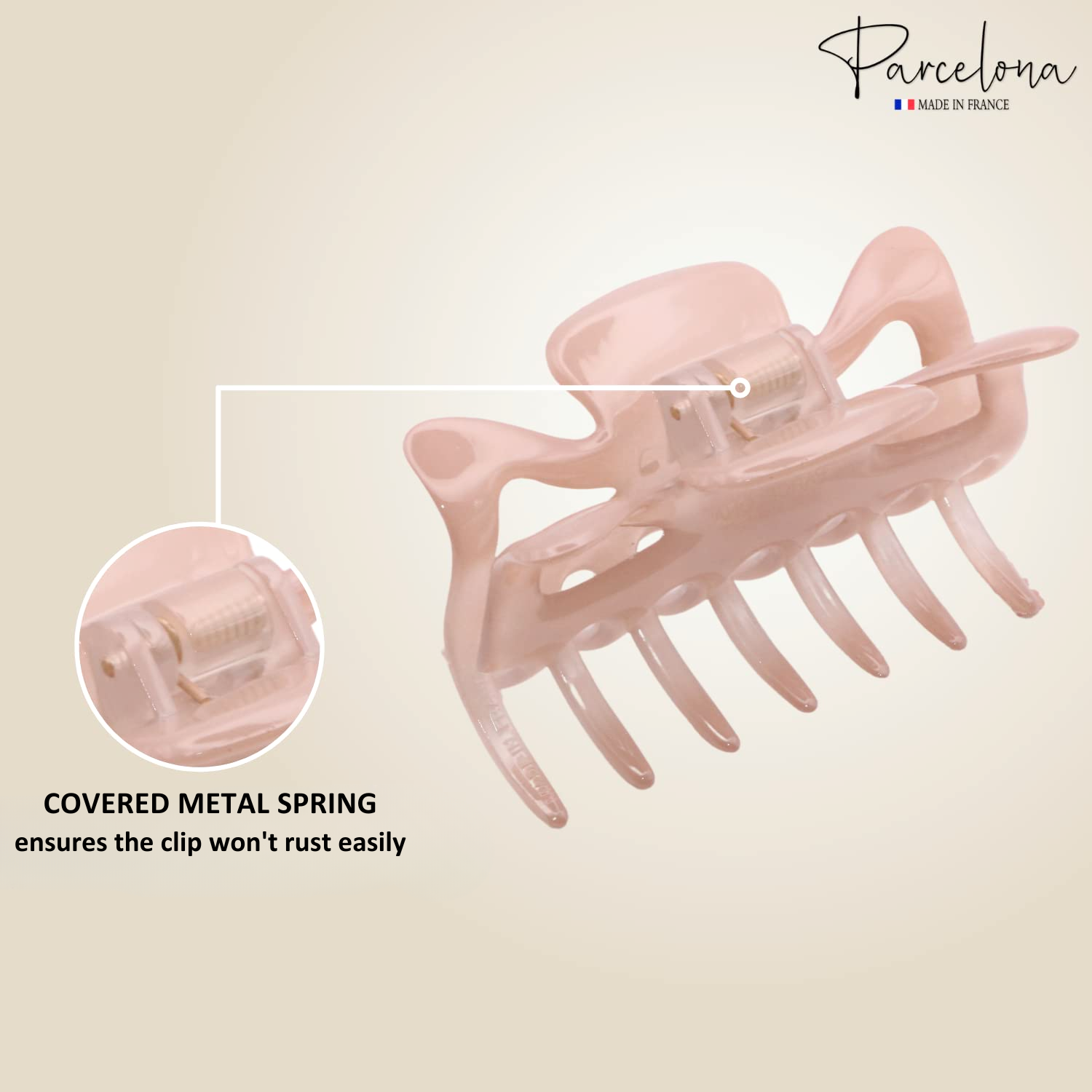 Parcelona French Classic 3" Medium Cellulose Covered Spring Hair Claw Clip