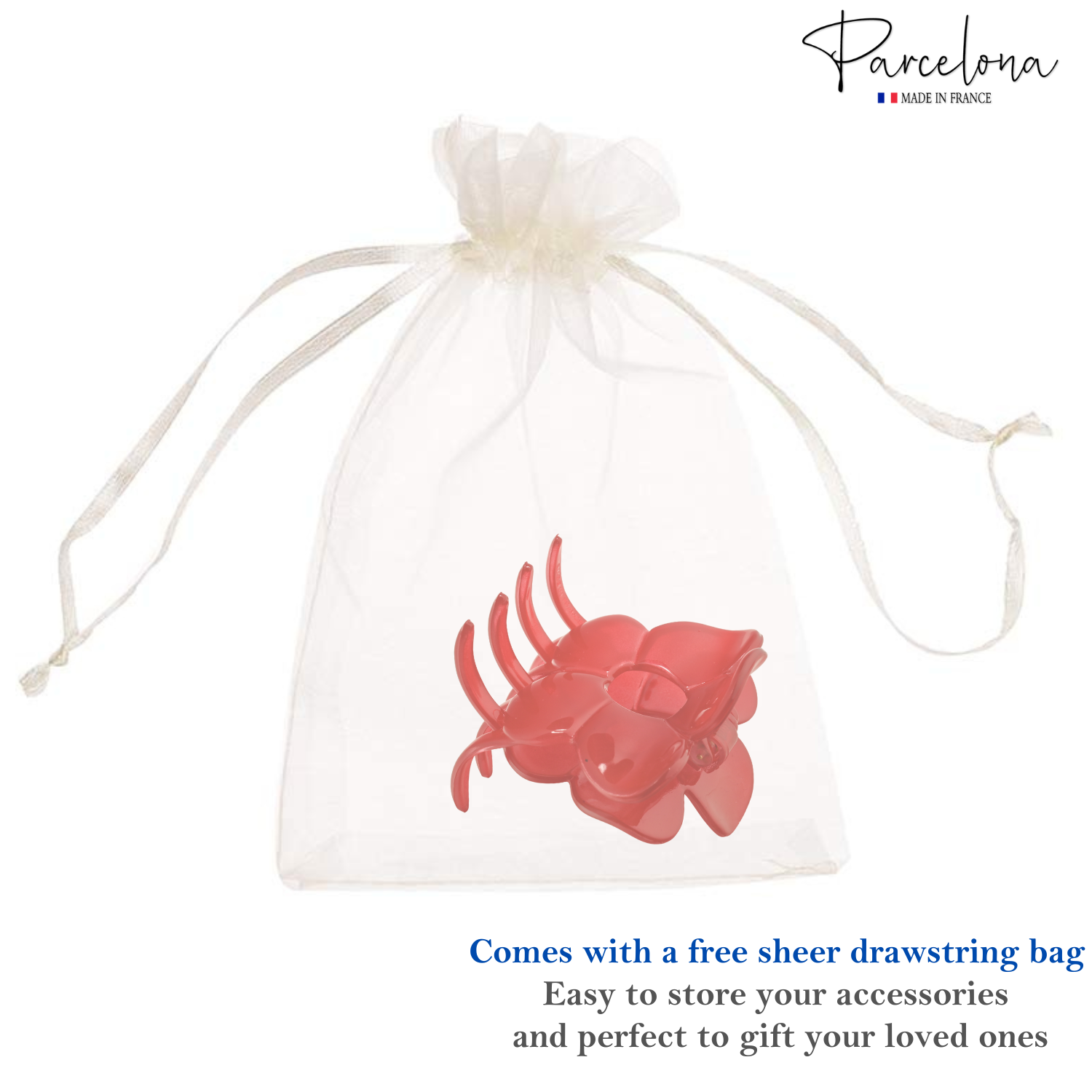 Parcelona French Big Flower Hair Claw 2.75" Jaw Clip Cellulose Acetate Hair Accessories
