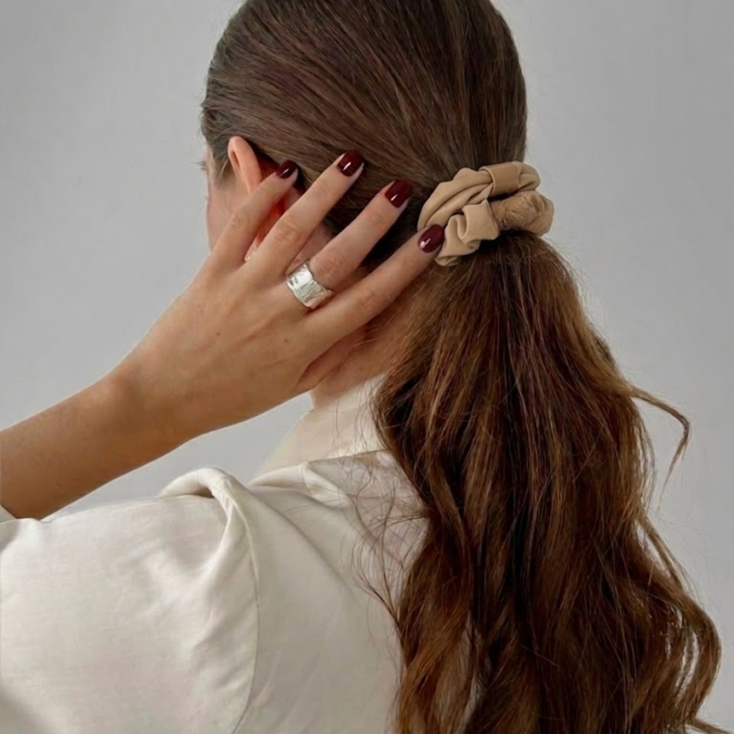 Moeni Oella Satin Scrunchies and Elastic Hair Ties Set 6 Pc Medium 3 Inch