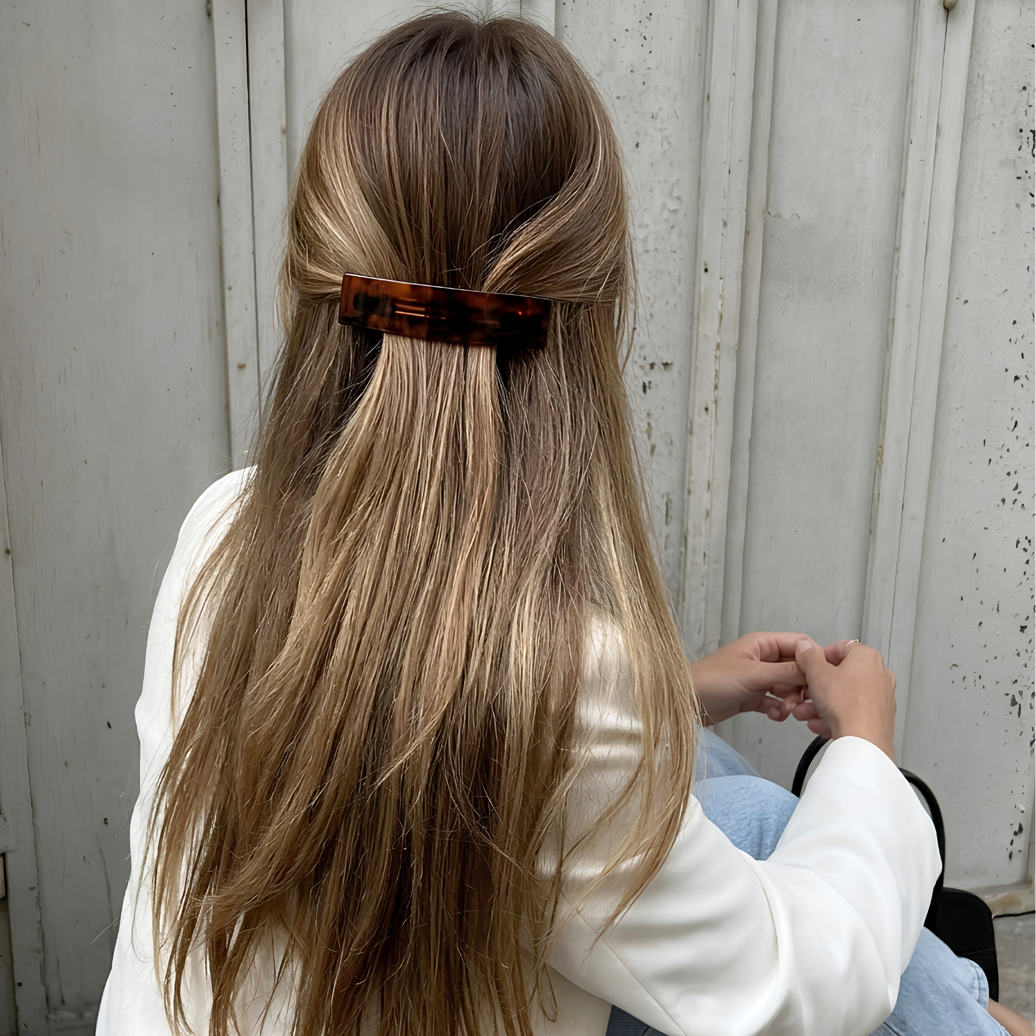 Parcelona French Rectangle Medium 3.5 Inch Tortoise Shell Hair Barrette