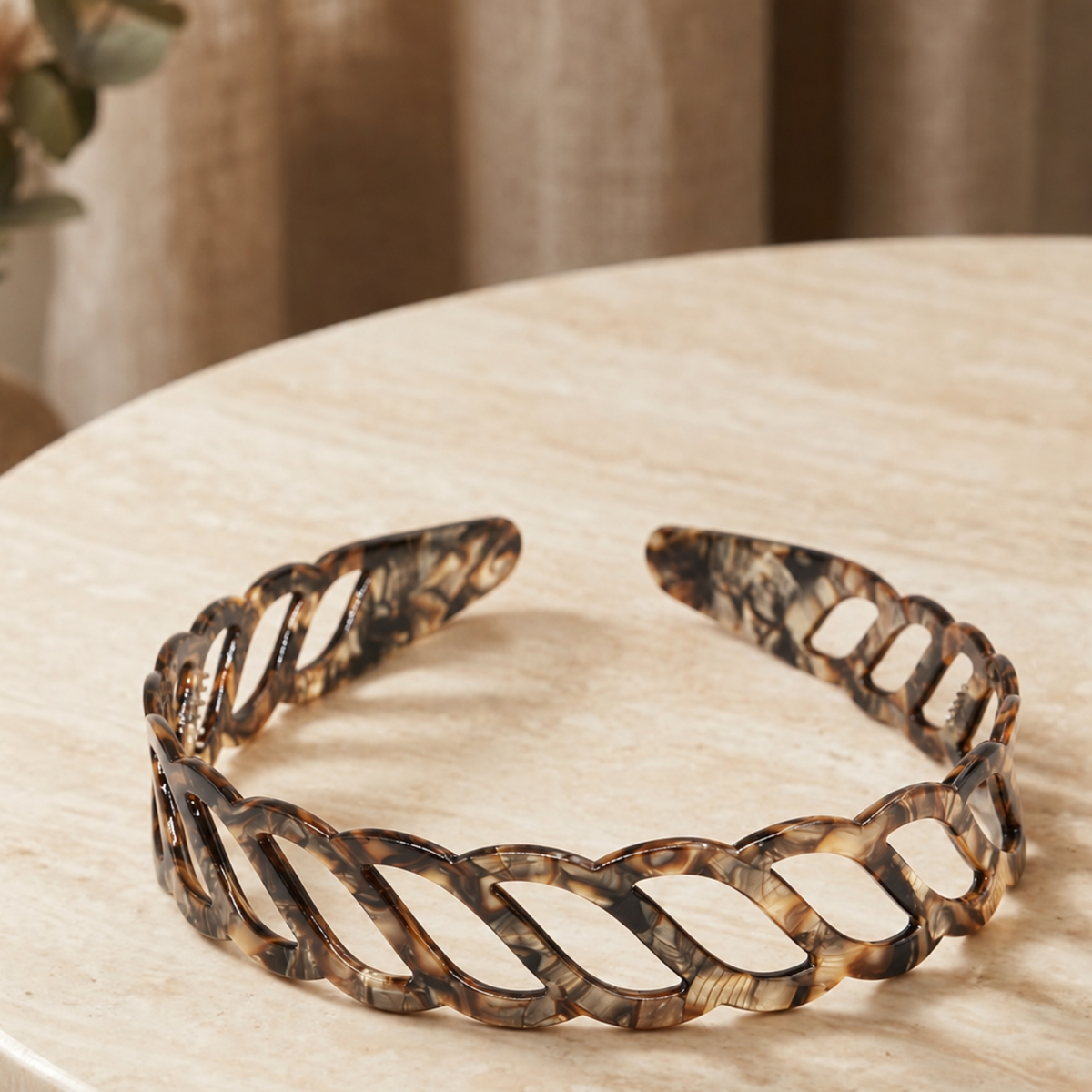 Moeni Twist Acetate Headband with Inner Teeth for Women and Girls