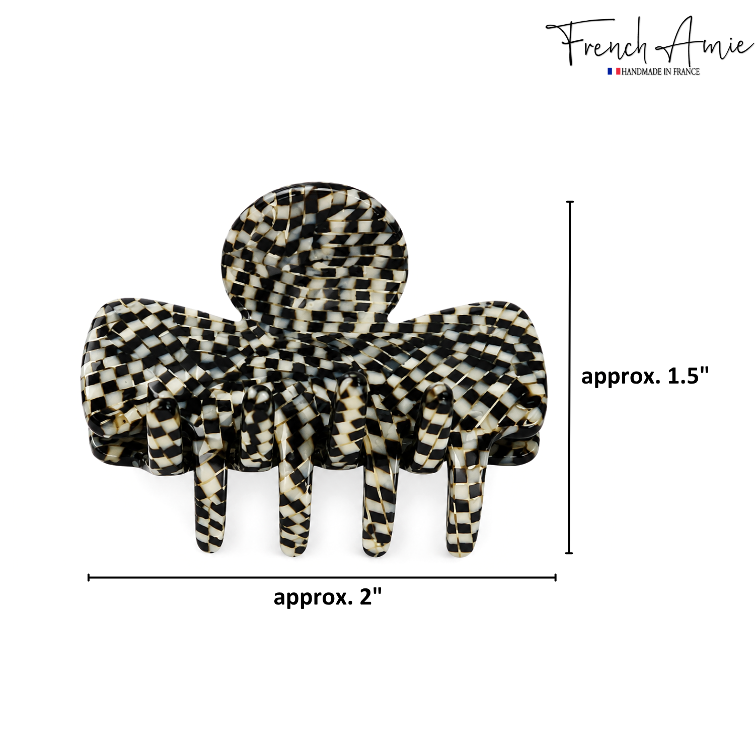 French Amie Grace Small 2” Cellulose Handmade Flexible Hair Claw for Thin Hair