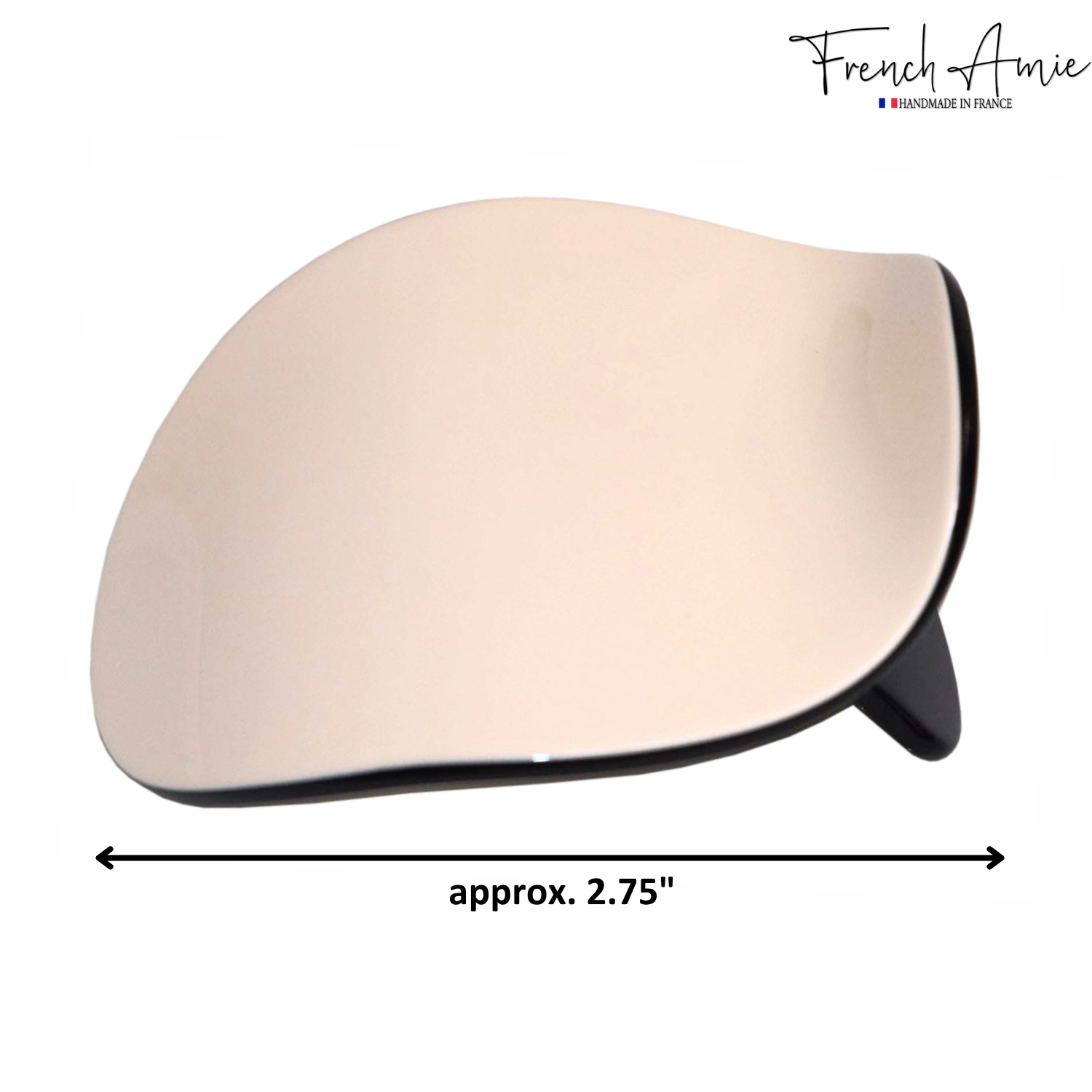 French Amie Handmade Onde 2 3/4" Medium Cream Ivory Hair Side Slider In Claw
