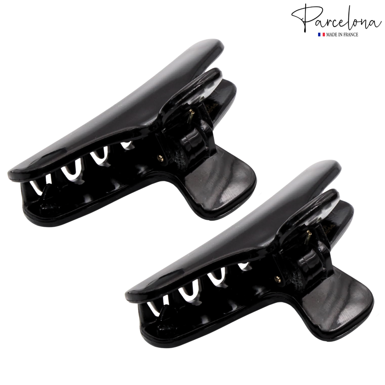 Parcelona French Salon Style Flat Small Cellulose Acetate Jaw Hair Claw Clips 2 Pcs