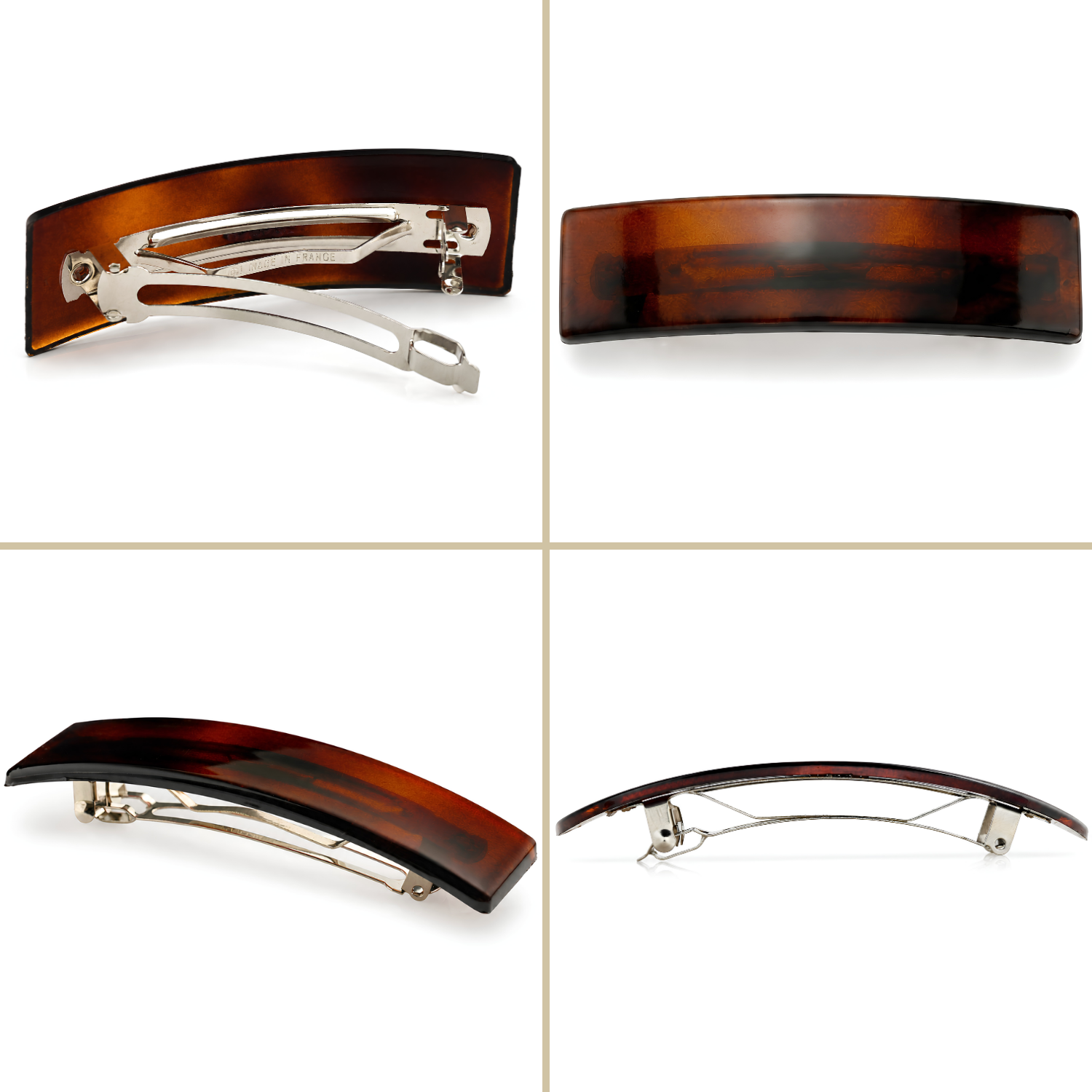Parcelona French Rectangle Medium 3.5 Inch Tortoise Shell Hair Barrette