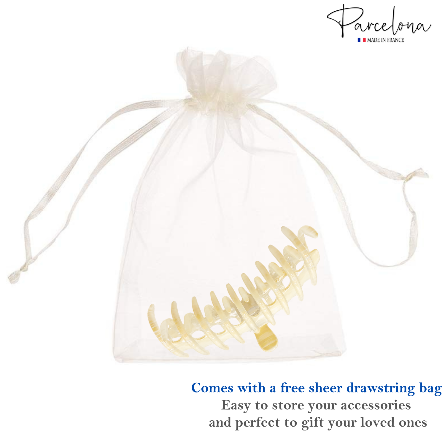 Parcelona French Rake Large Cellulose Acetate Jaw Hair Claw for Women and Girls