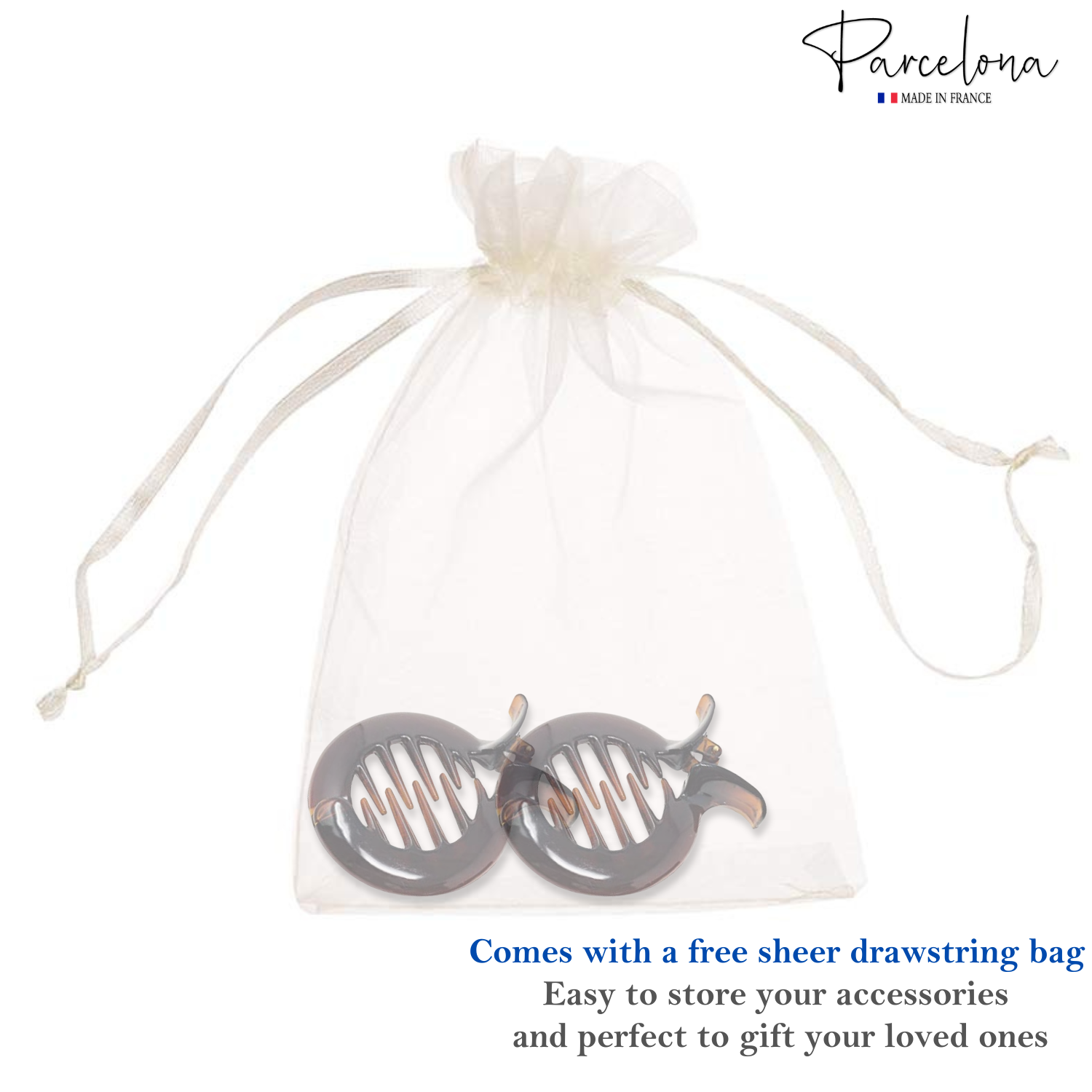 Parcelona French Round Tang Fish Inner Teeth Cellulose Hair Claws for Women
