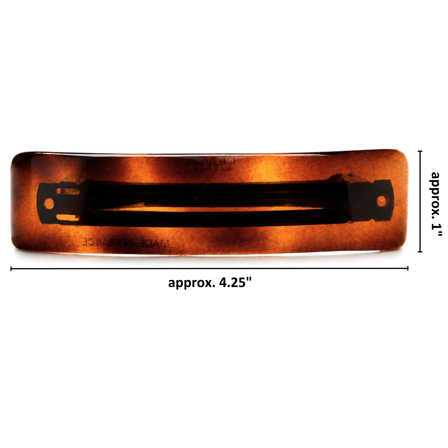 Parcelona French Rectangle Large 4.25 Inch Tortoise Shell Hair Barrette