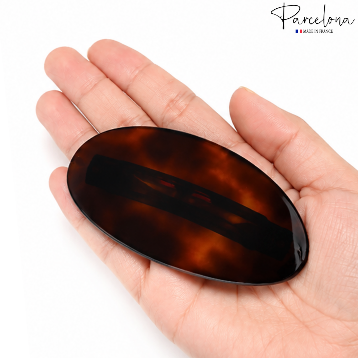 Parcelona French Dome Large 4" Tortoise Shell Cellulose Acetate Hair Barrette