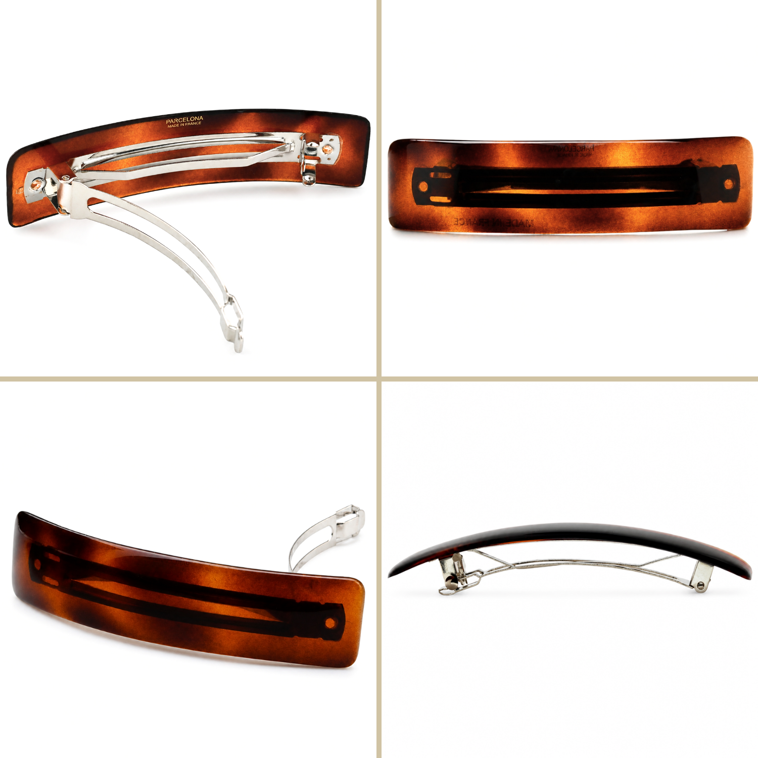 Parcelona French Rectangle Large 4.25 Inch Tortoise Shell Hair Barrette