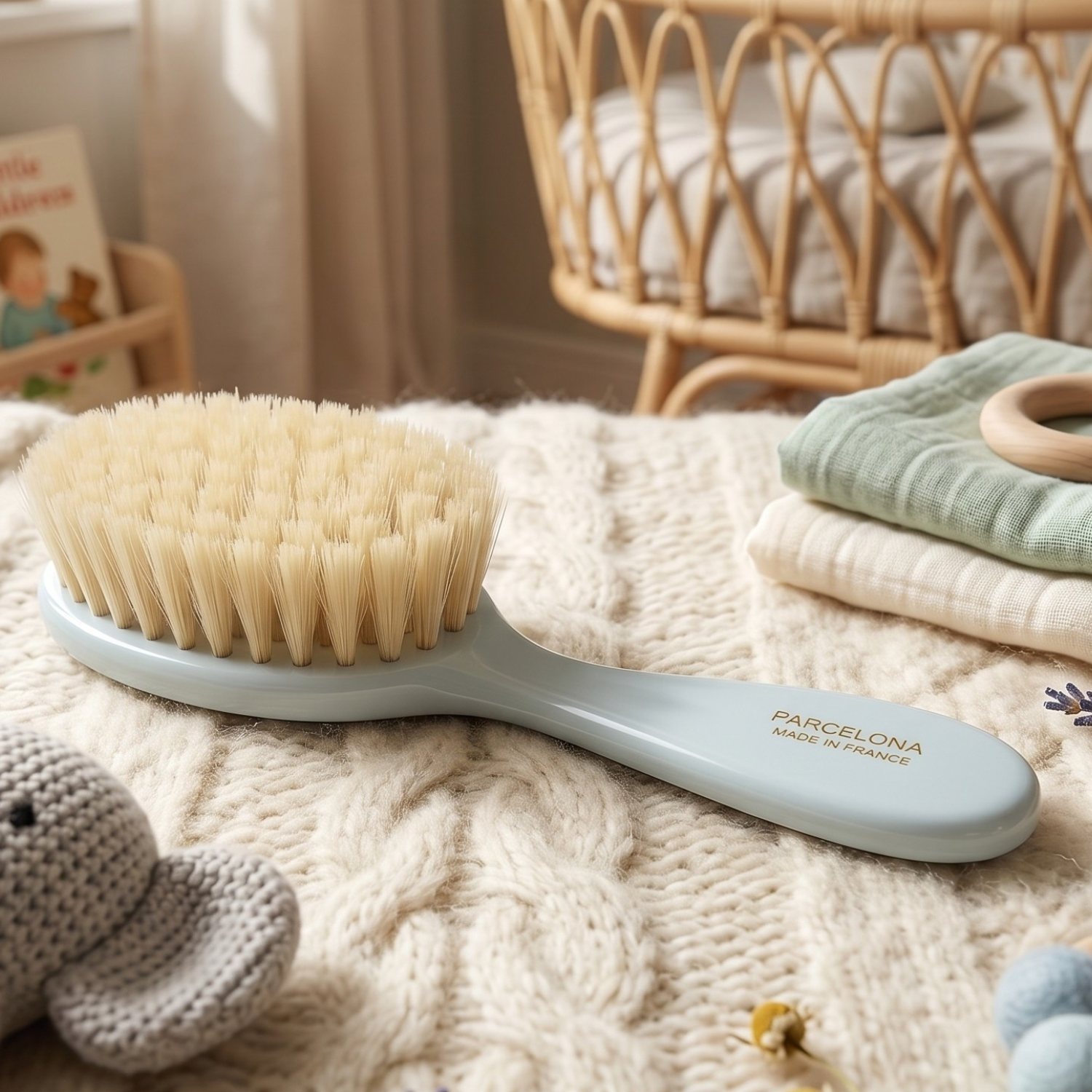 Parcelona French Grooming Combo 6” Cellulose Baby Brush and Comb for Toddlers