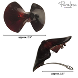 Parcelona French Cute Bow Small Celluloid Black N Brown Hair Clip Barrette