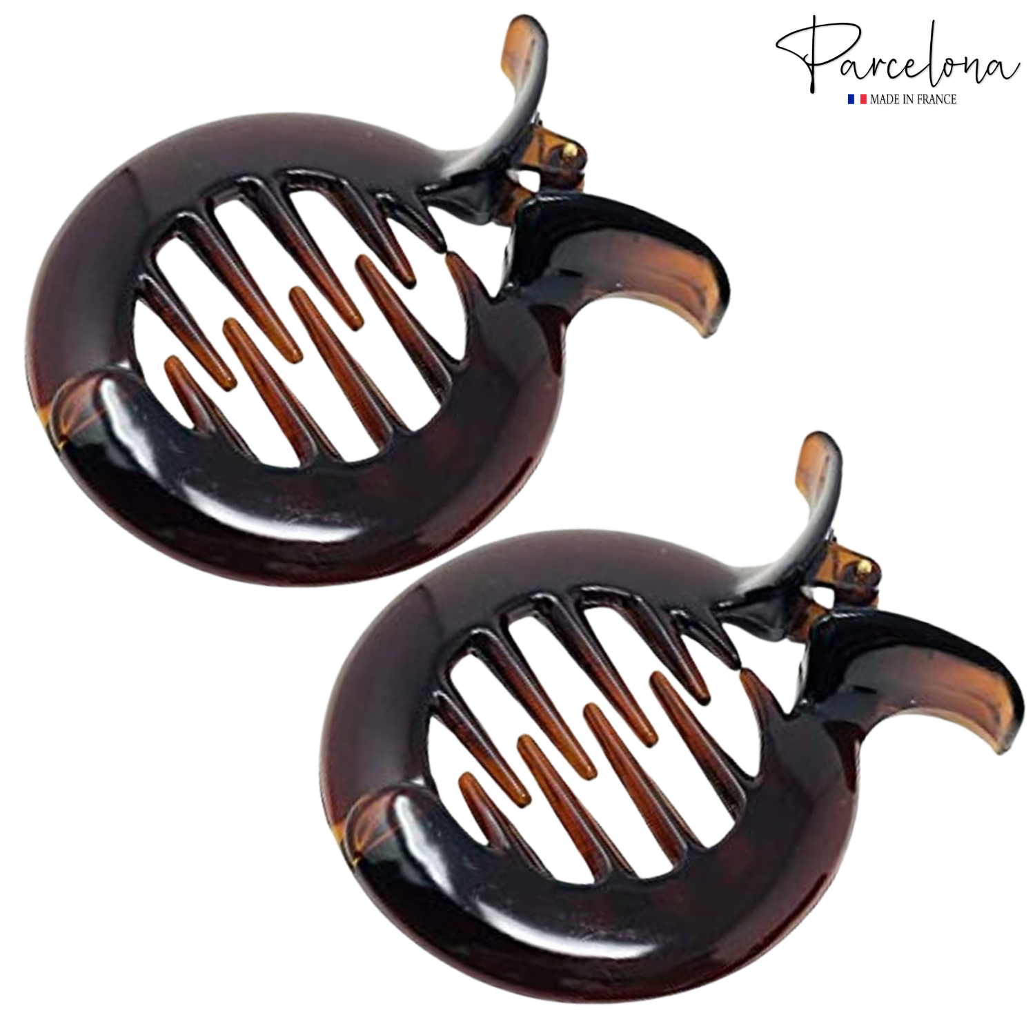 Parcelona French Round Tang Fish Inner Teeth Cellulose Hair Claws for Women
