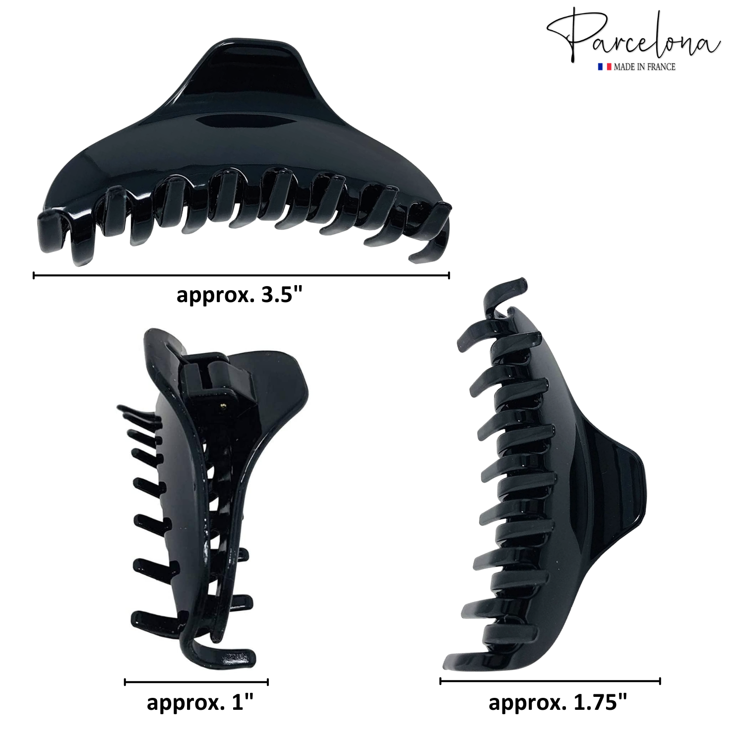 Parcelona French Boss Thin and Narrow Cellulose Hair Claws for Women (2 Pcs)
