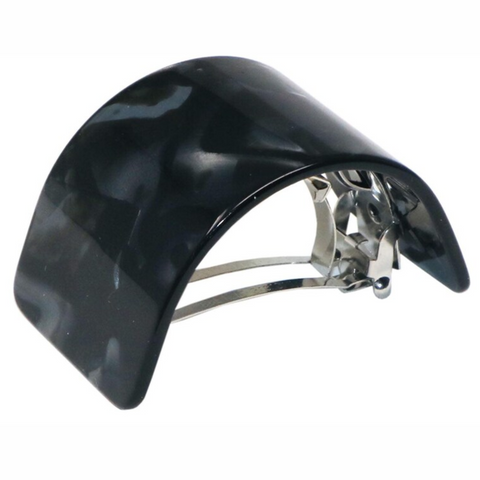 French Amie Half Circle 2 1/4" Medium Pearl Black Curved Handmade Hair Clip