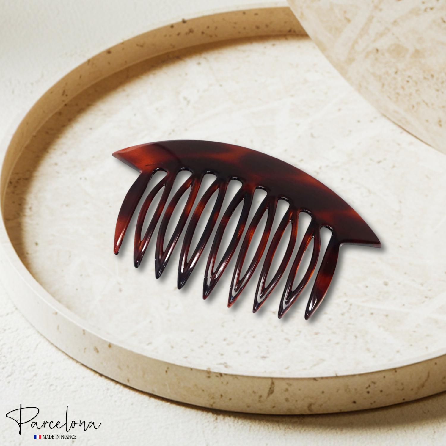 Parcelona French Wide Edge Shell Large 4" Cellulose Set of 2 Side Hair Combs