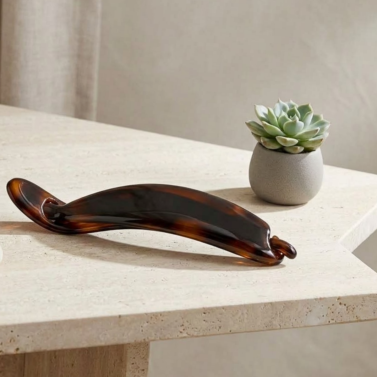 Parcelona Tortoise Shell Banana Hair Clip – Curved Ponytail Holder for Women’s