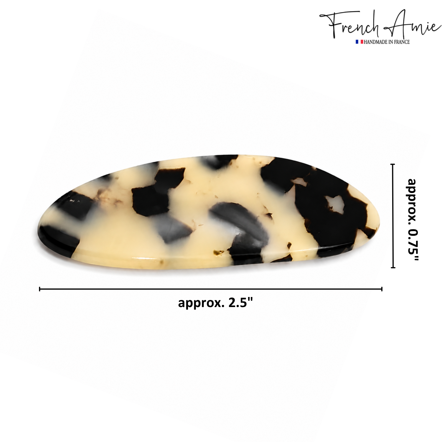 French Amie Oval Mini 2.5" Cellulose Acetate Hair Barrette Clip Women