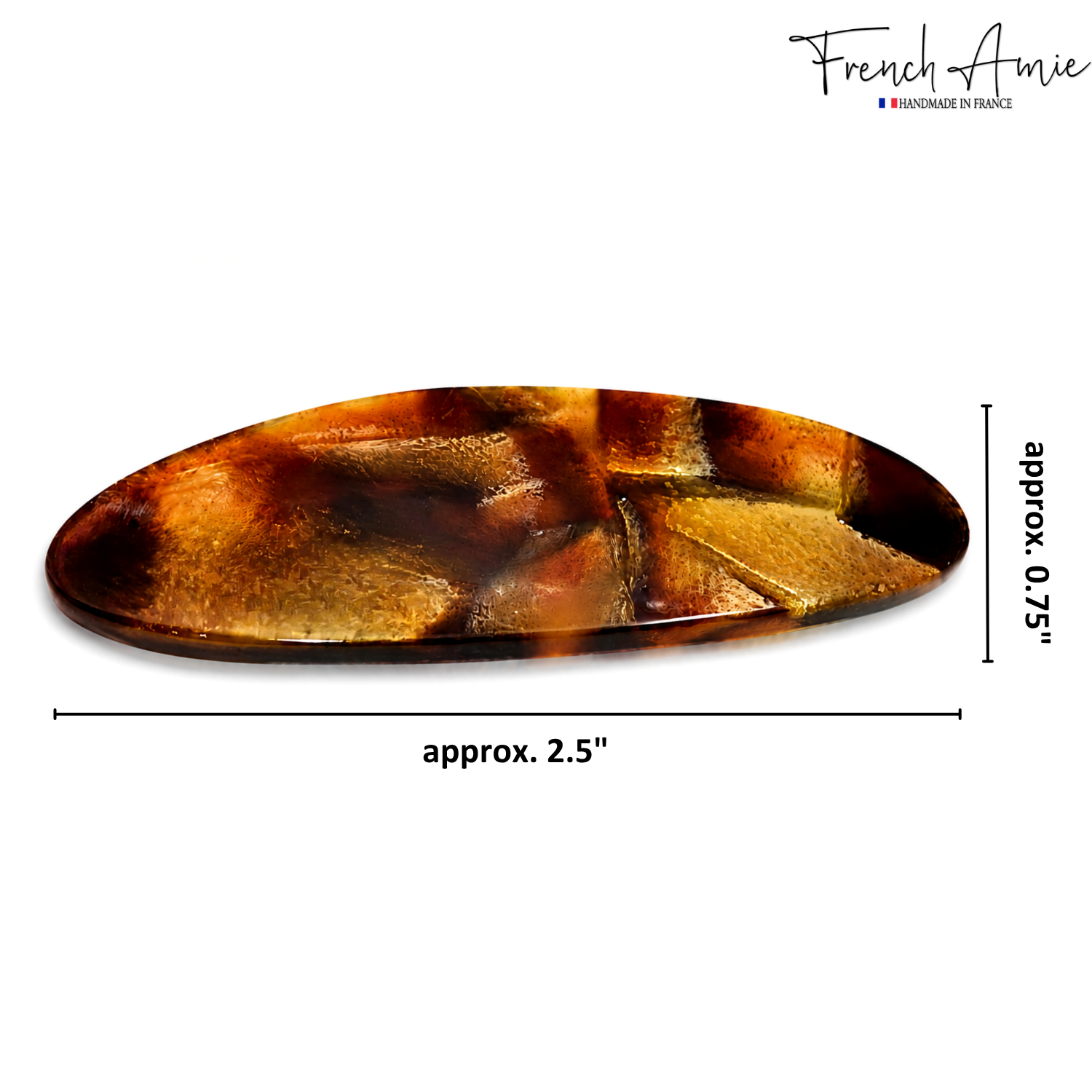 French Amie Oval Mini 2.5" Cellulose Acetate Hair Barrette Clip Women