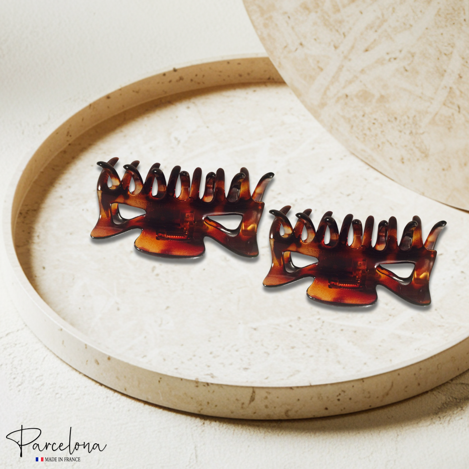 Parcelona French Classic Tortoise Shell Cellulose Medium 3" Jaw Hair Claw(2 Pcs)