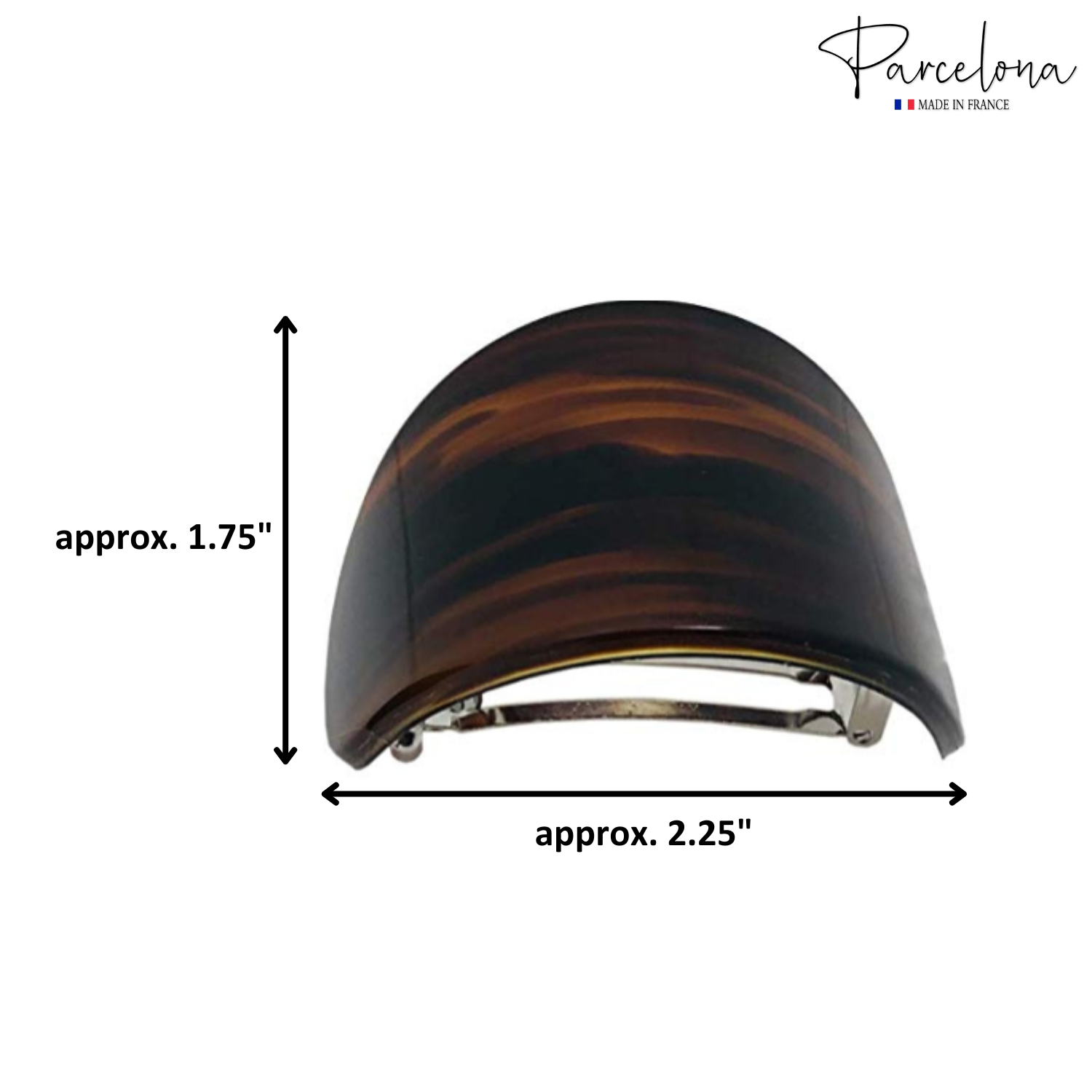 Parcelona French Curved Wide Adjustable Cellulose Hair Barrettes for Women