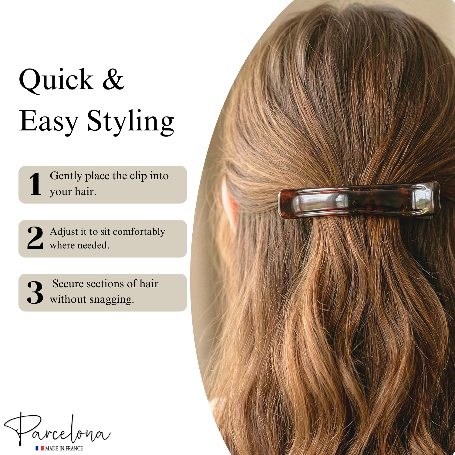 Parcelona Duckbill Hair Claw Clip 3" Cellulose Acetate Accessories for Women