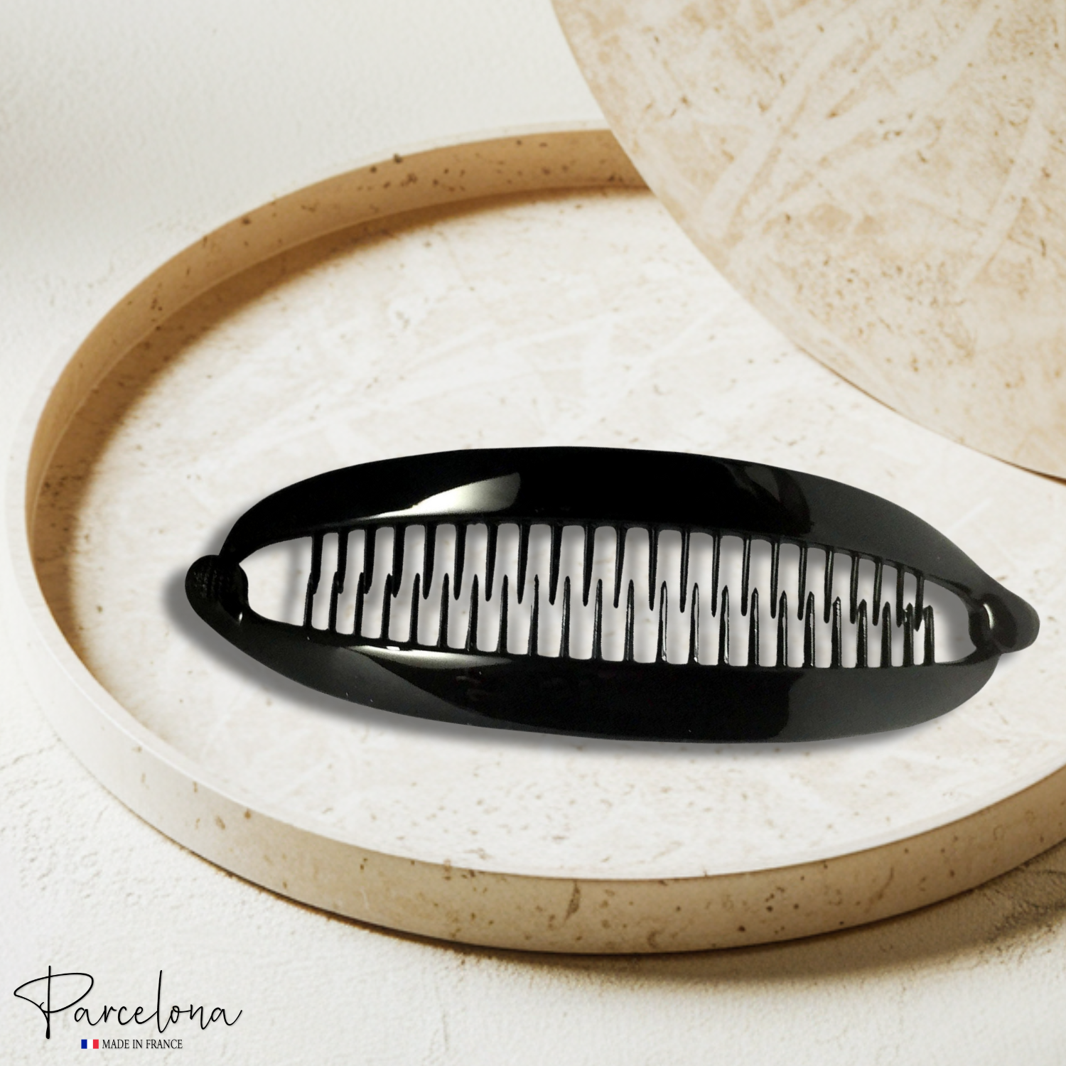 Parcelona French Curved Black Large 6" Cellulose Banana Hair Clip for Women