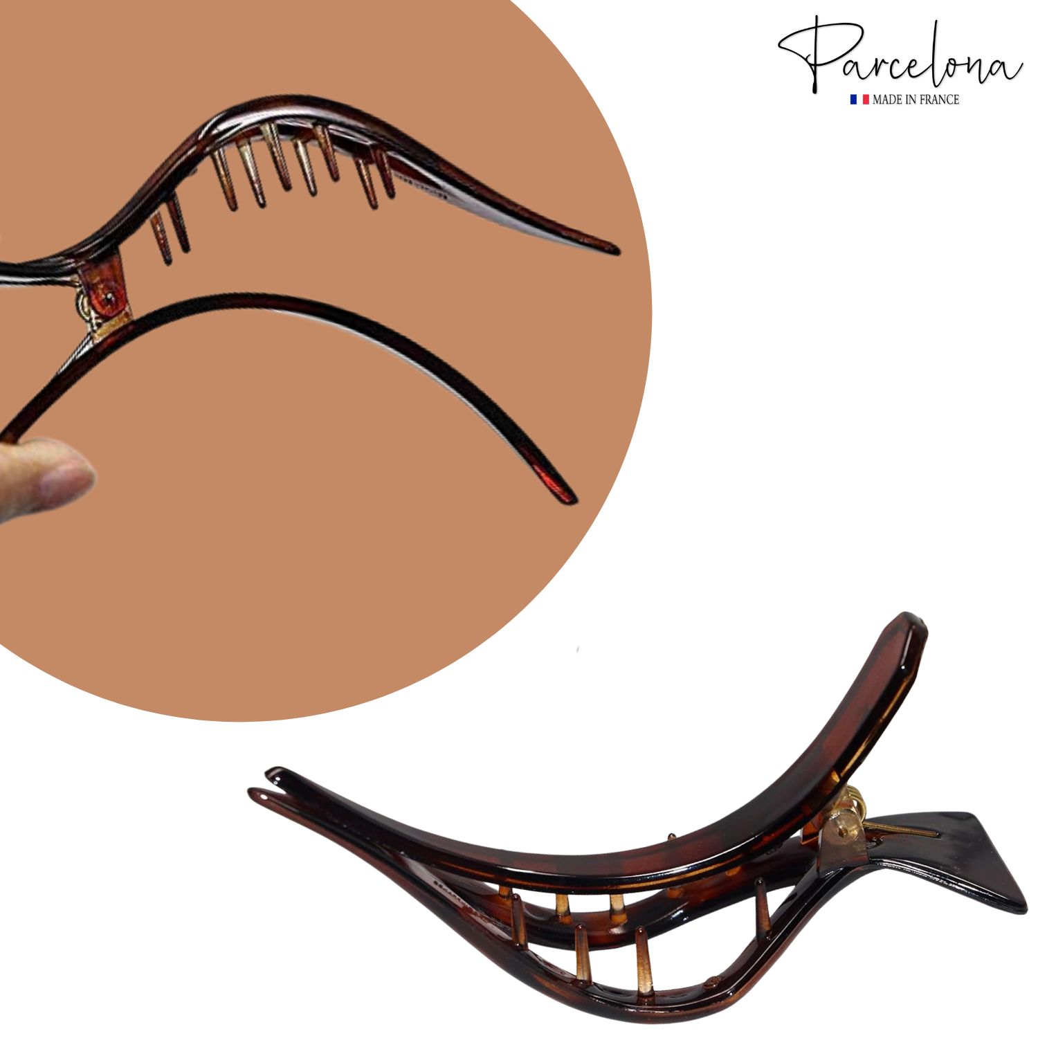 Parcelona French Cardinal Beak Shell Cellulose Medium Hair Slider Yoga Claw Clip