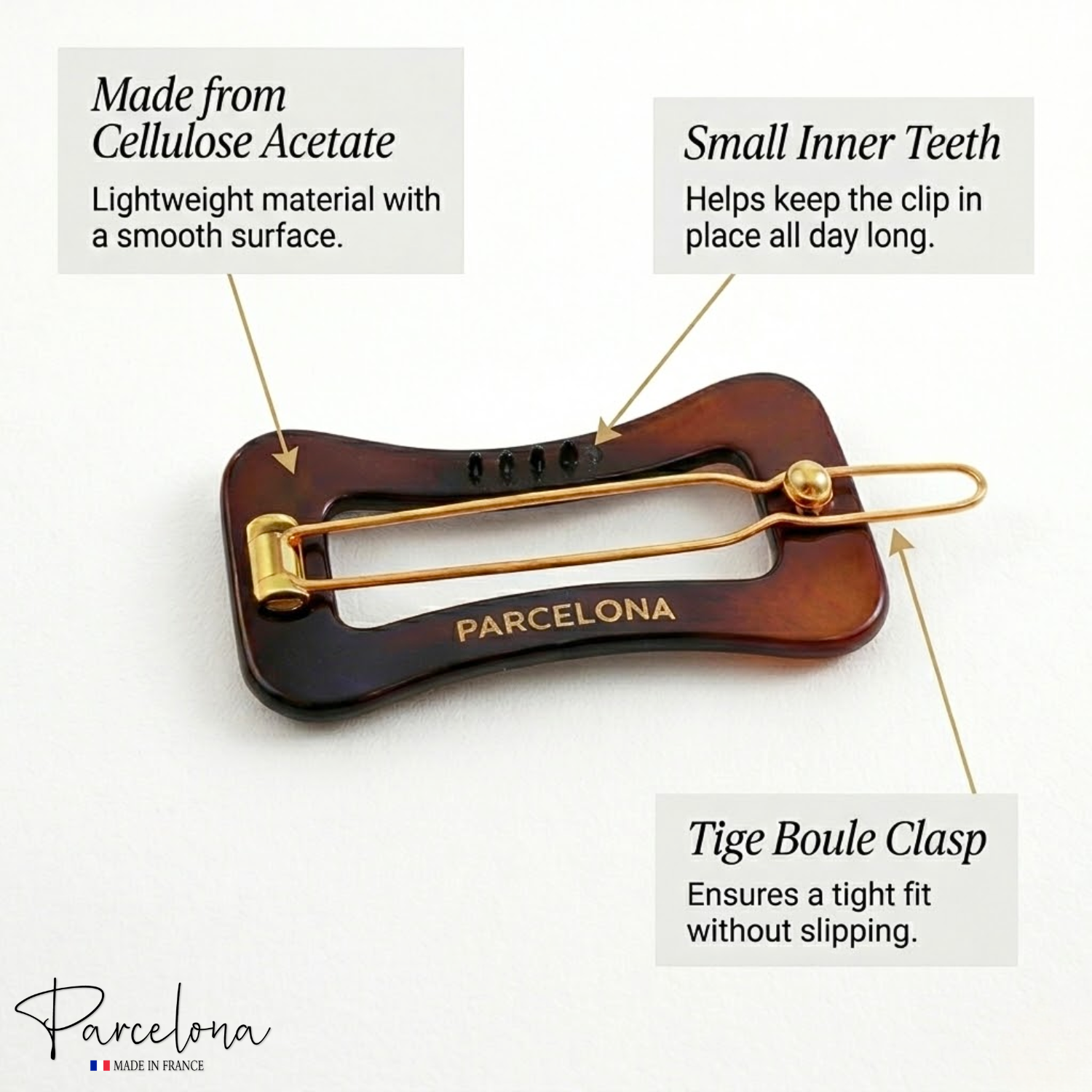 Parcelona Wavy 1.75" Tortoise Shell Small Hair Clip Tige Boule Barrette Womens